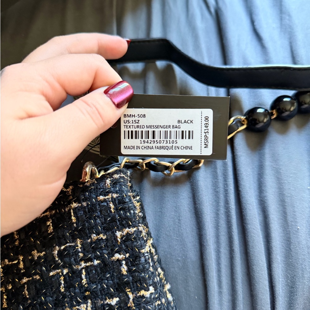 Black Textured Messenger Bag